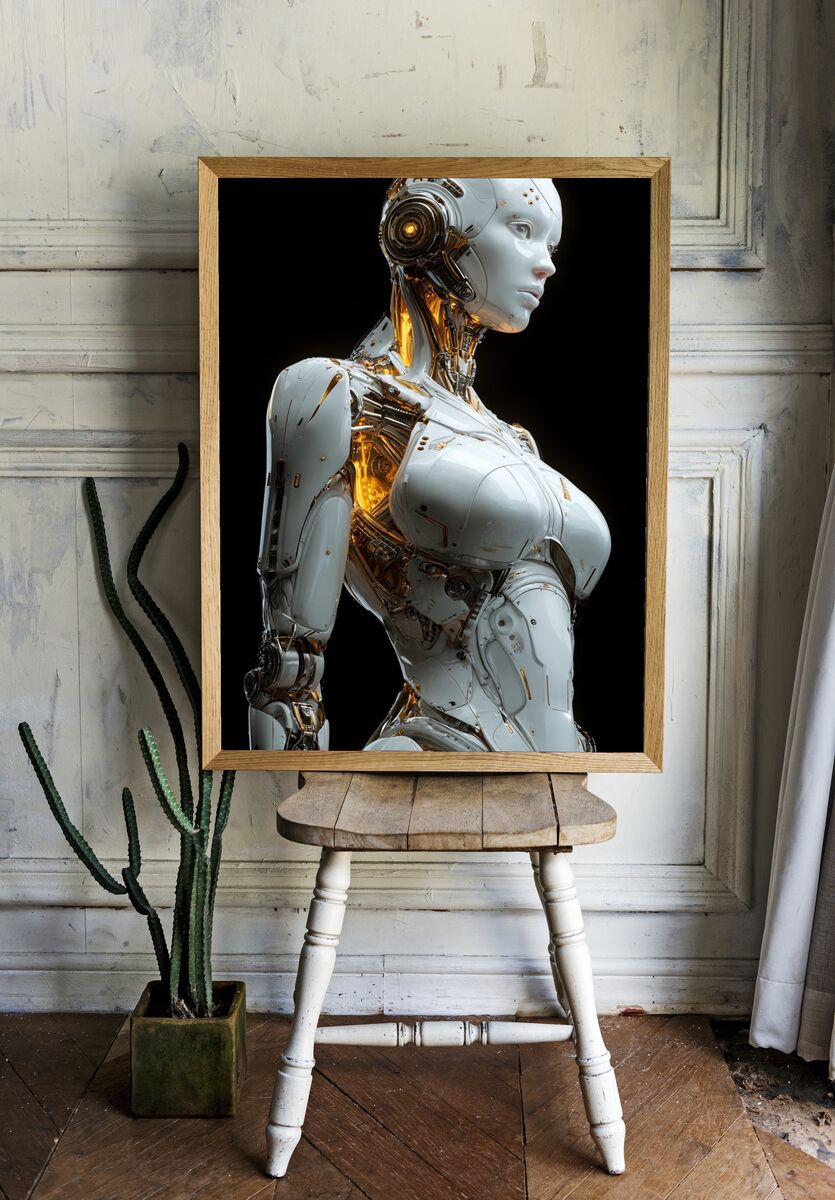 Futuristic Robot Portrait Poster. — room view 1