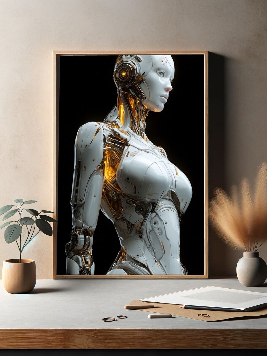 Futuristic Robot Portrait Poster. — room view 2