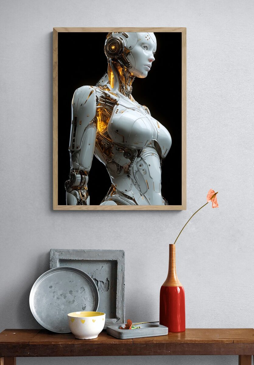 Futuristic Robot Portrait Poster. — room view 3