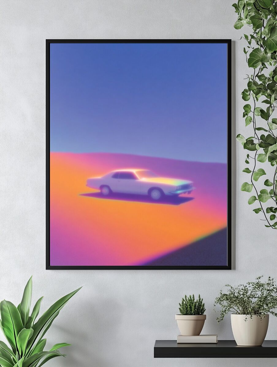 Retro Car Sunset Poster. — room view 4