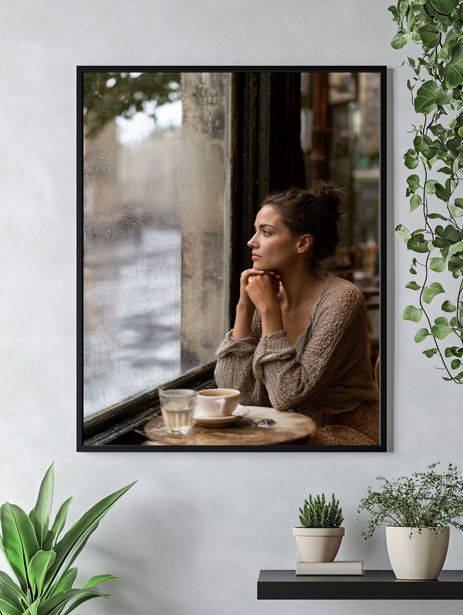 Rainy Café Portrait Photography Poster. — room view 4