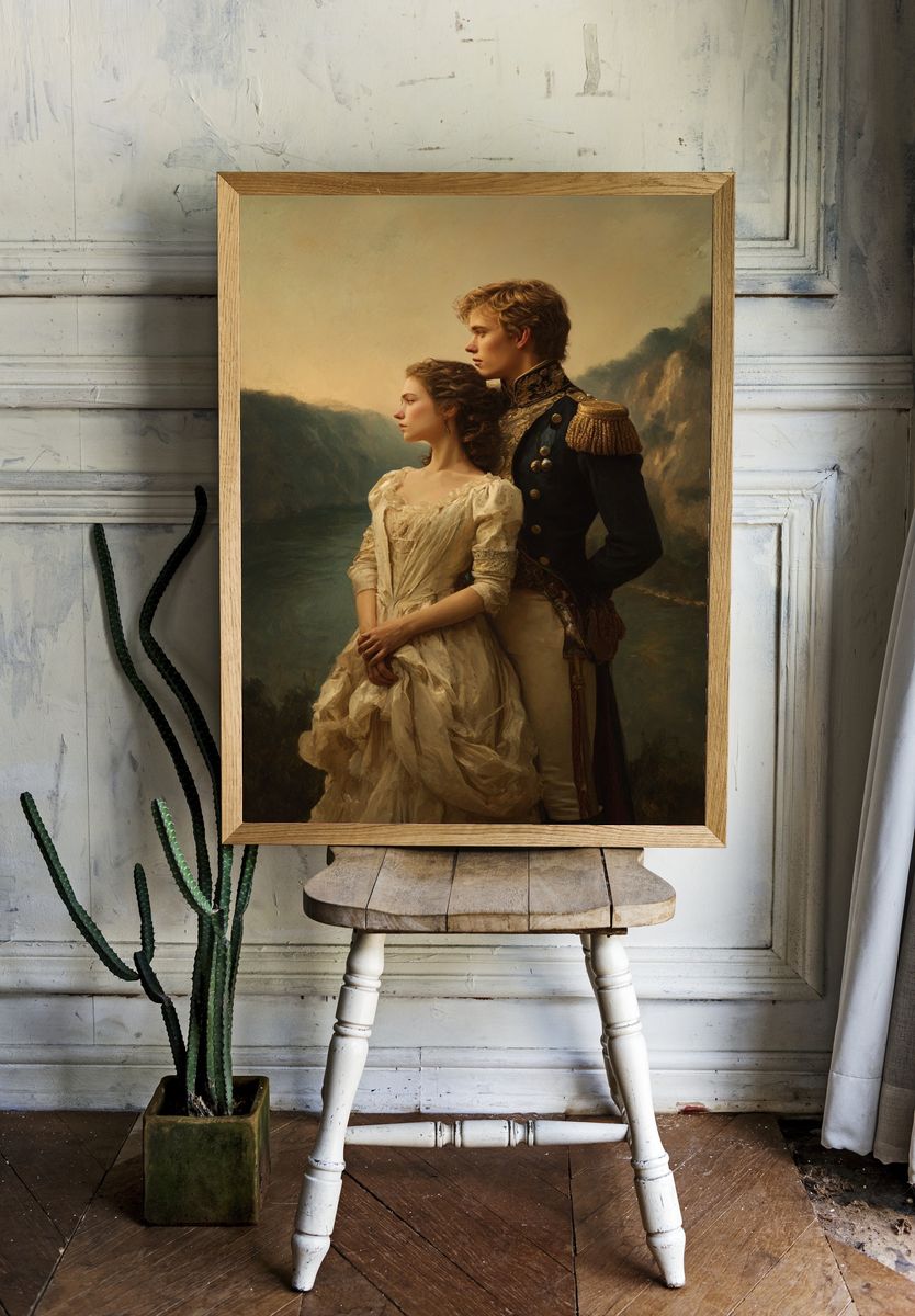 Regency Couple Portrait Print. — room view 1
