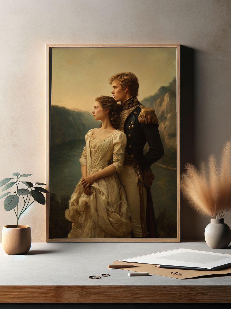 Regency Couple Portrait Print. — room view 2