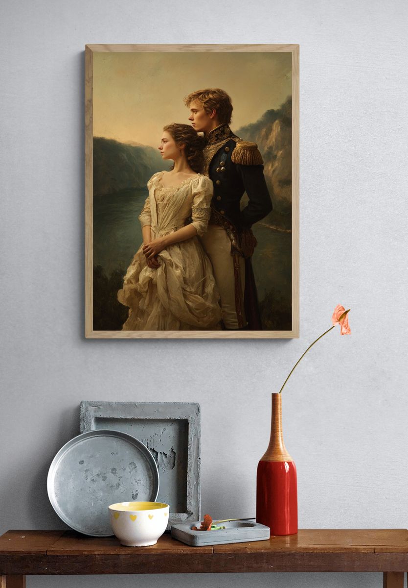 Regency Couple Portrait Print. — room view 3