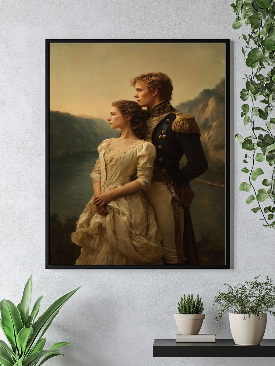 Regency Couple Portrait Print. — room view 4