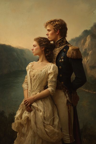 Regency Couple Portrait Print.