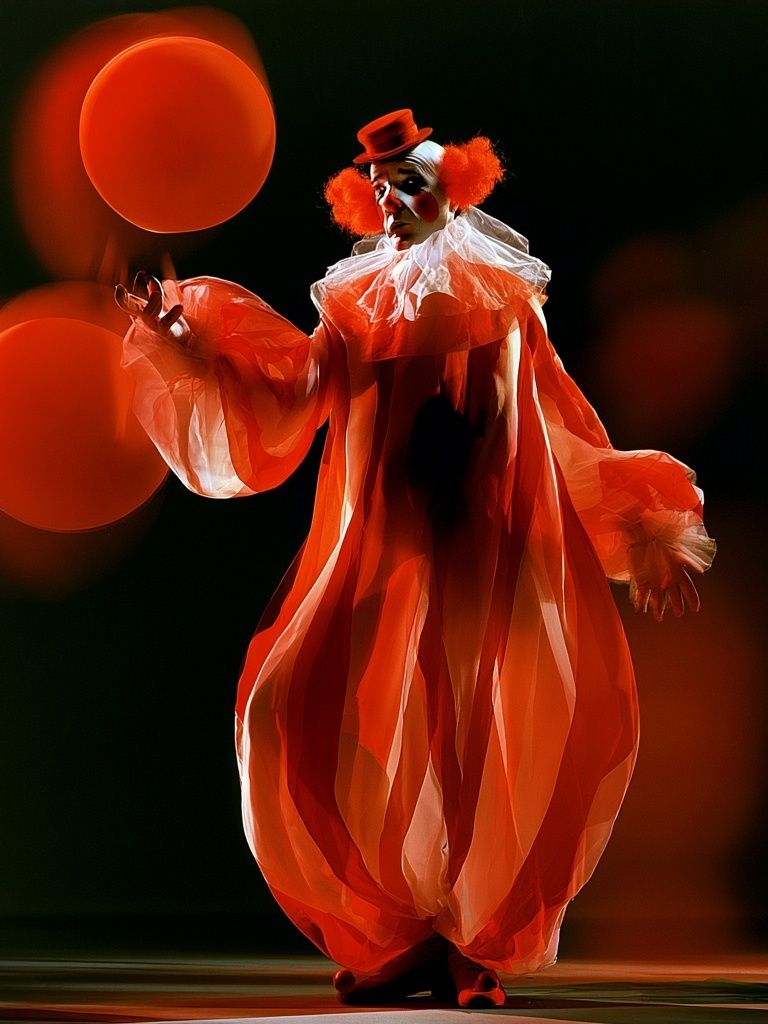 Red Clown Performance Photography Poster. poster detail