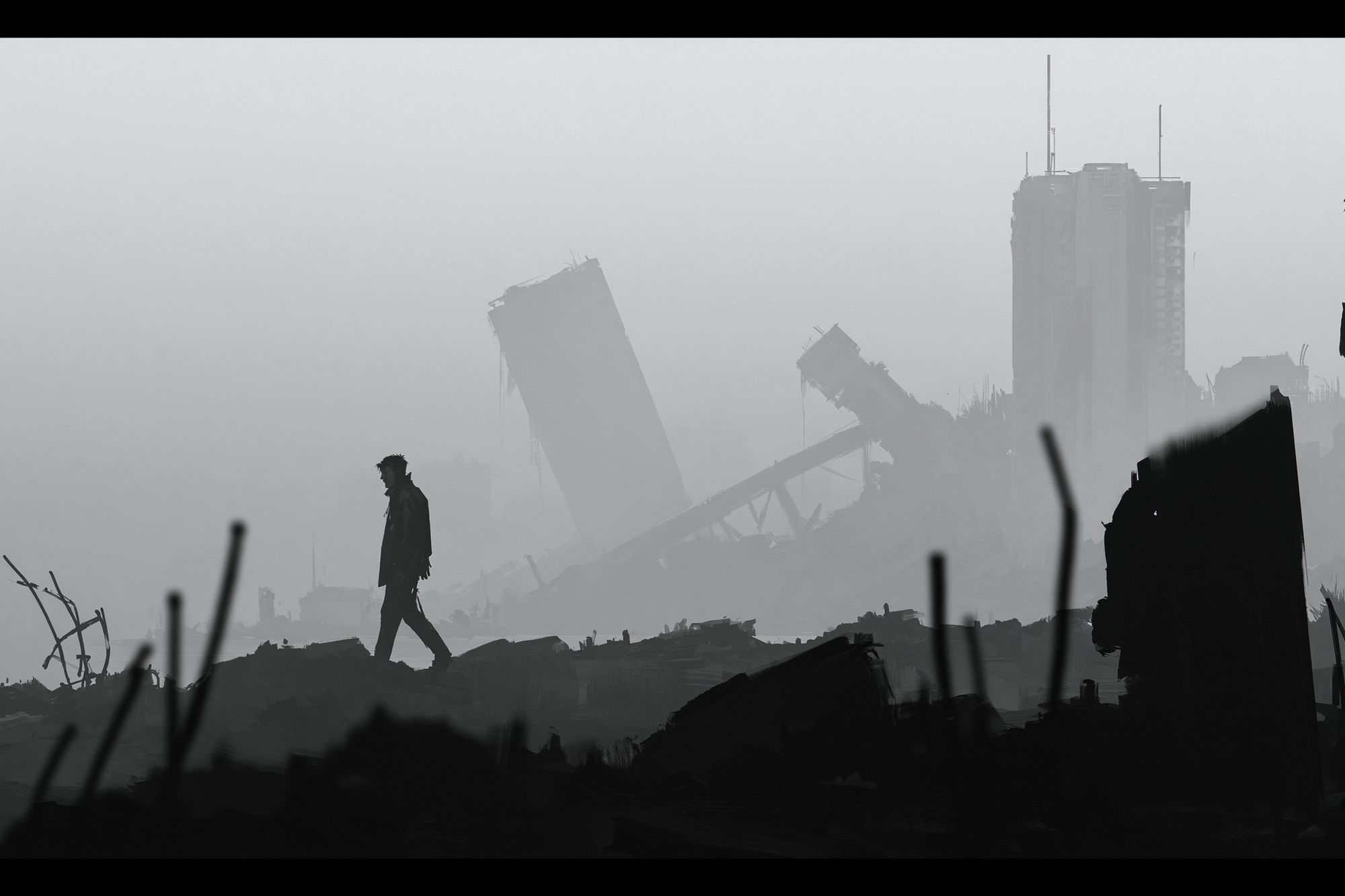 Ruined City Silhouette Print. poster — fine-art art
