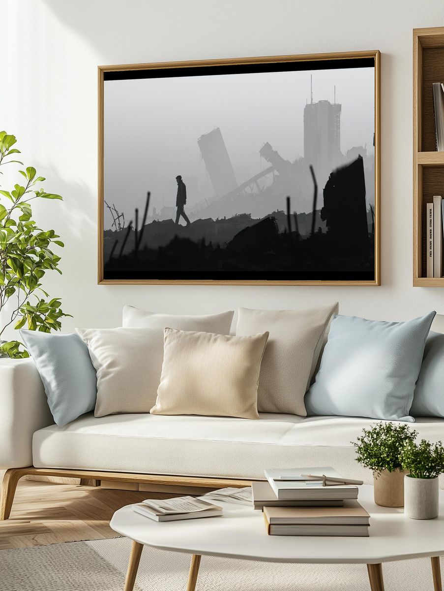 Ruined City Silhouette Print. — room view 2