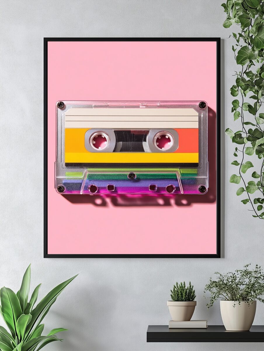 Retro Cassette Tape — Vintage Print. — room view 4