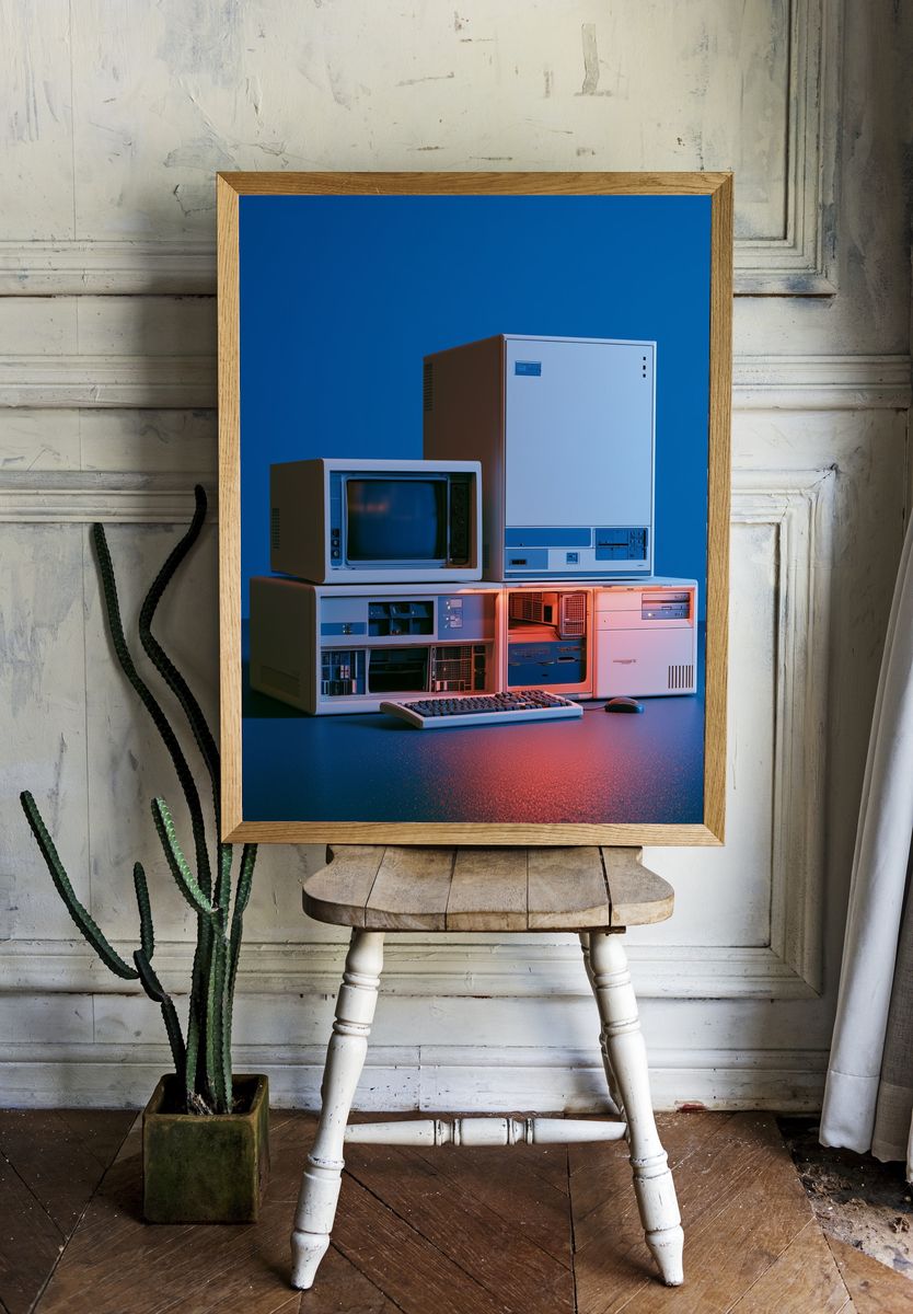Retro Computer Stack Photography Poster. room preview