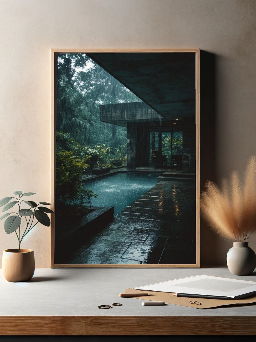 Rainy Day at Modern Architecture Poster. — room view 2