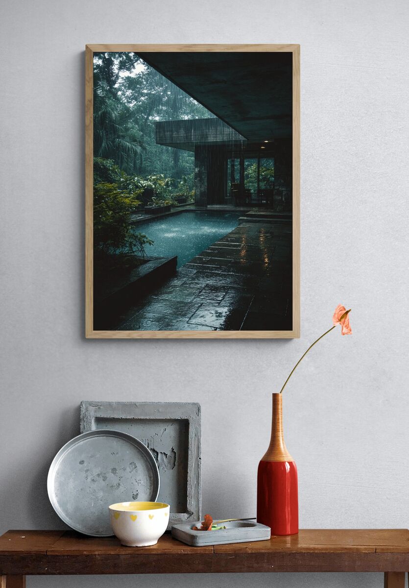 Rainy Day at Modern Architecture Poster. — room view 3
