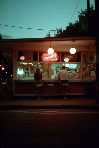 Retro Diner Night Photography Poster. poster