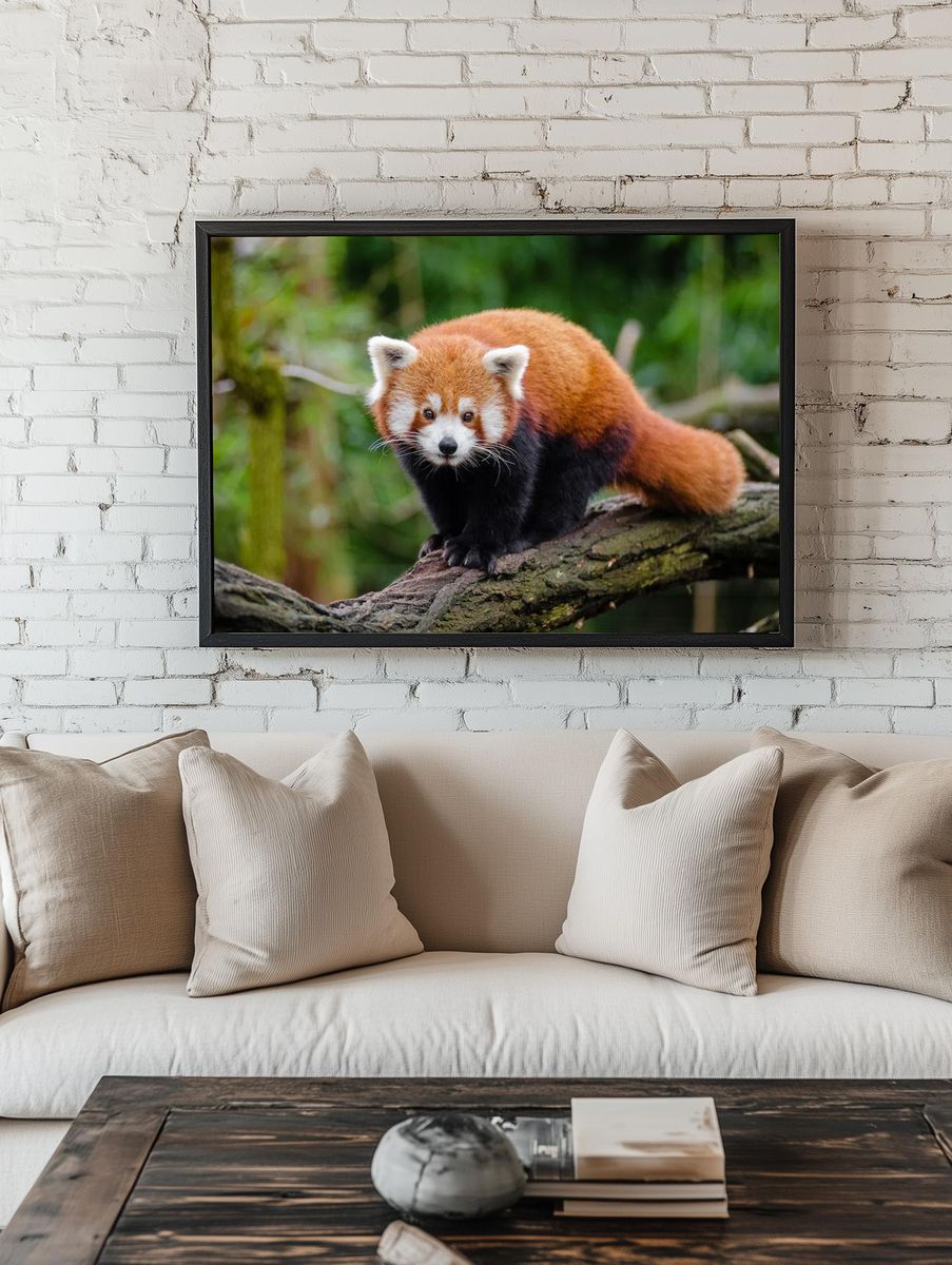 Red Panda on Tree Branch — Animal Photography Poster. — room view 1