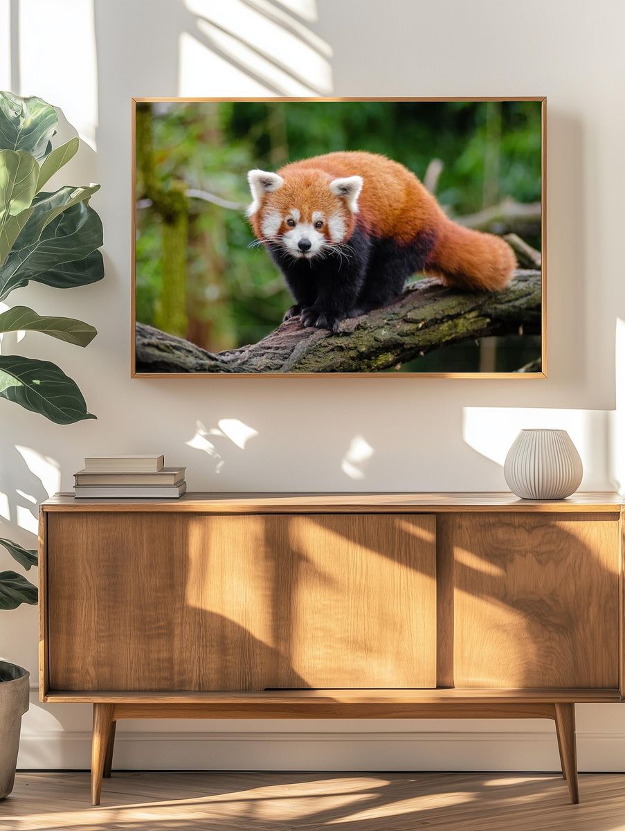 Red Panda on Tree Branch — Animal Photography Poster. — room view 3