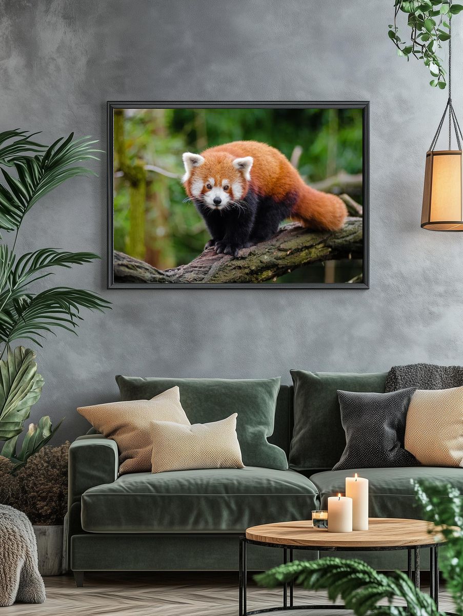 Red Panda on Tree Branch — Animal Photography Poster. — room view 4