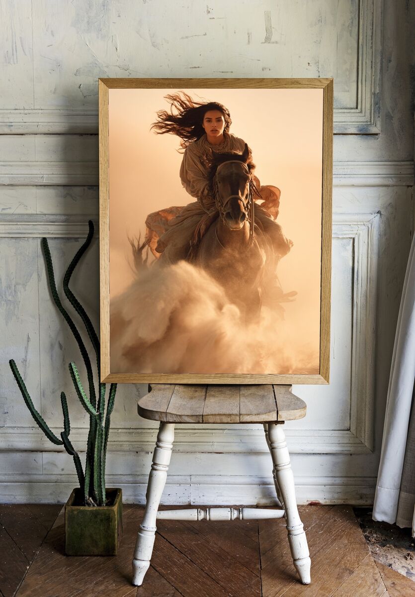 Rider in the Desert — Photography Print. — room view 1