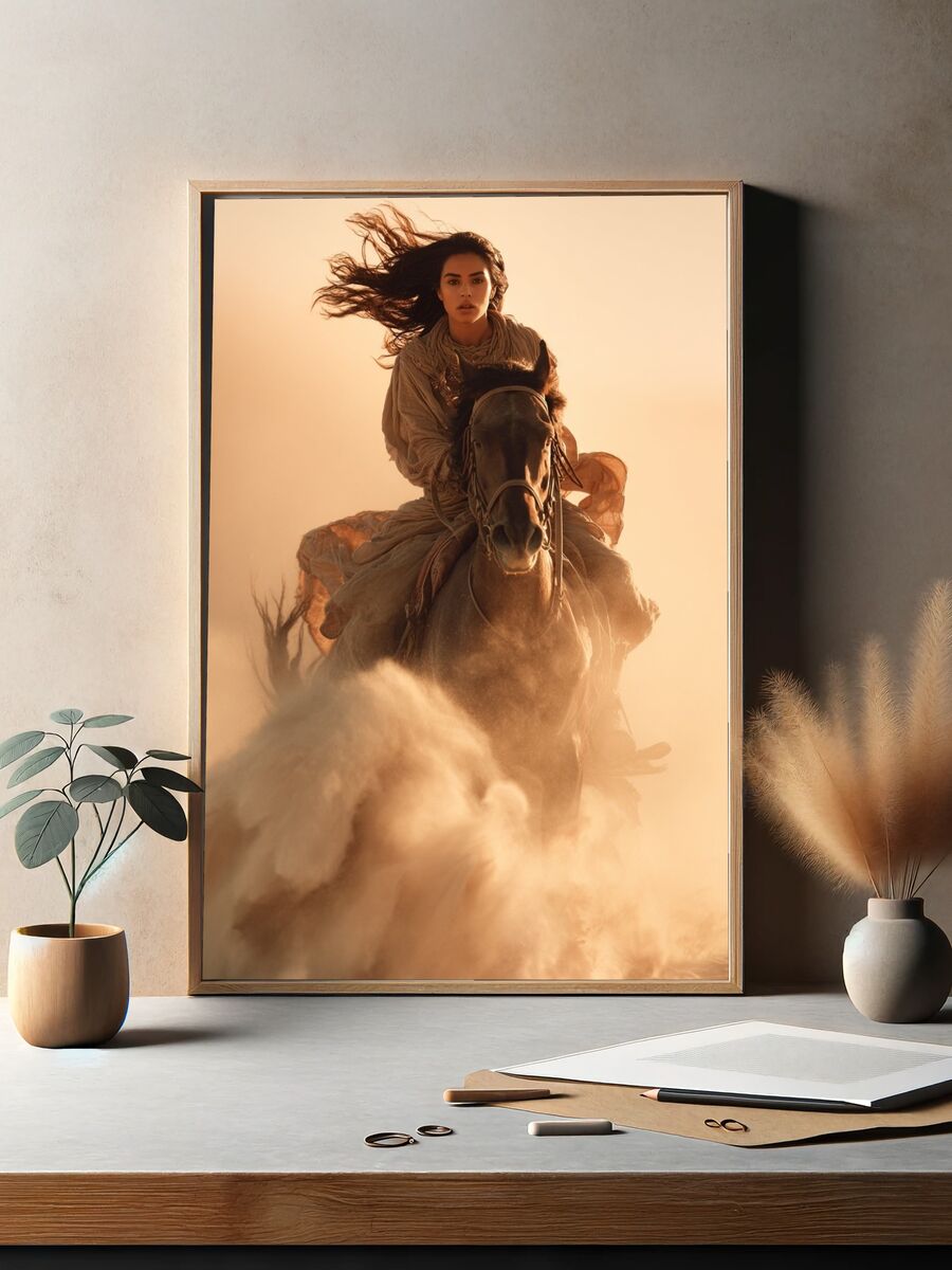 Rider in the Desert — Photography Print. — room view 2