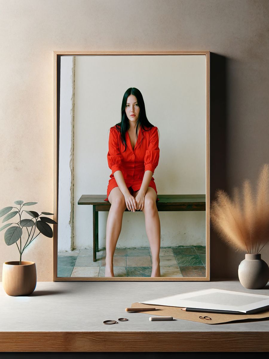 Red Dress Portrait Photography Poster. — room view 2