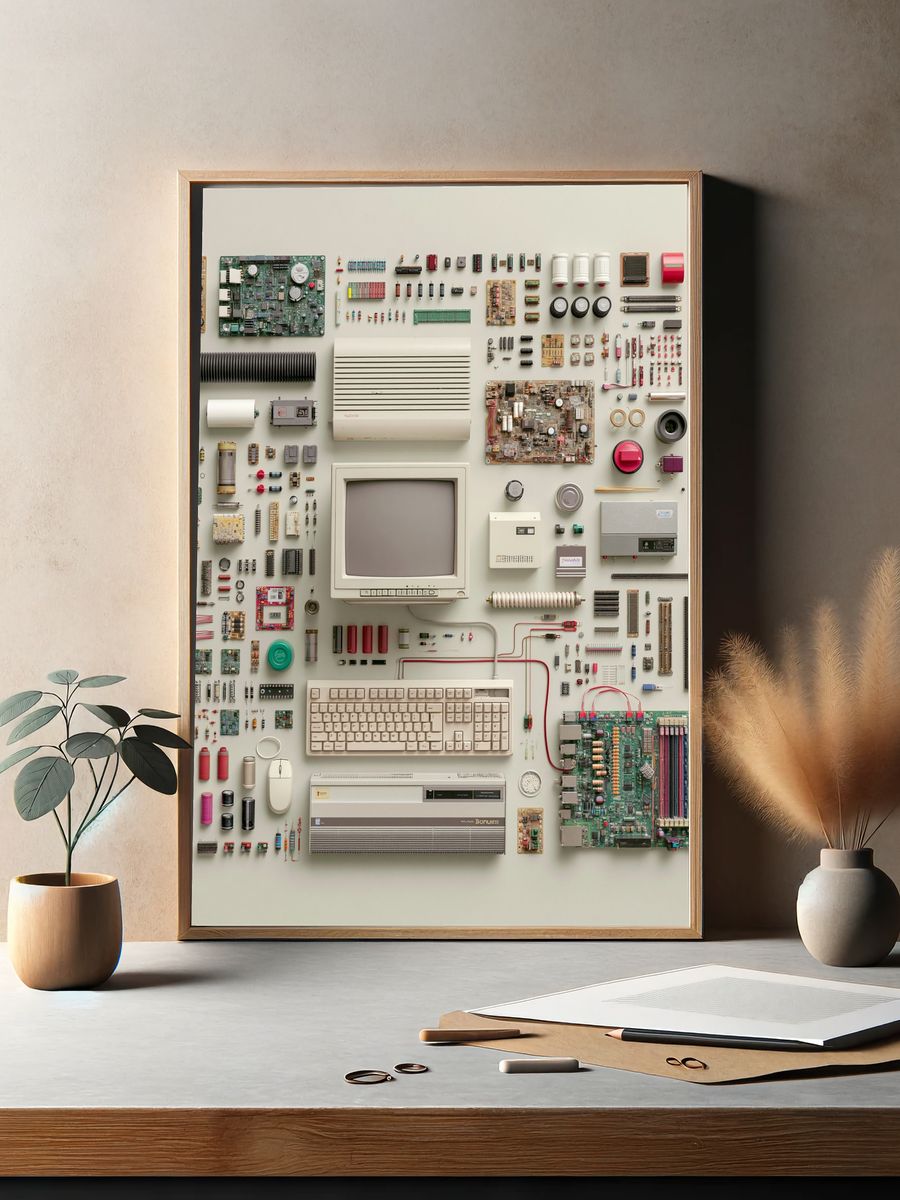 Retro Electronics Flat Lay Poster. — room view 2