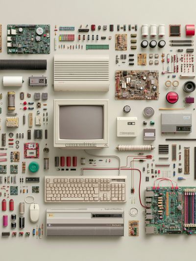 Retro Electronics Flat Lay Poster. poster