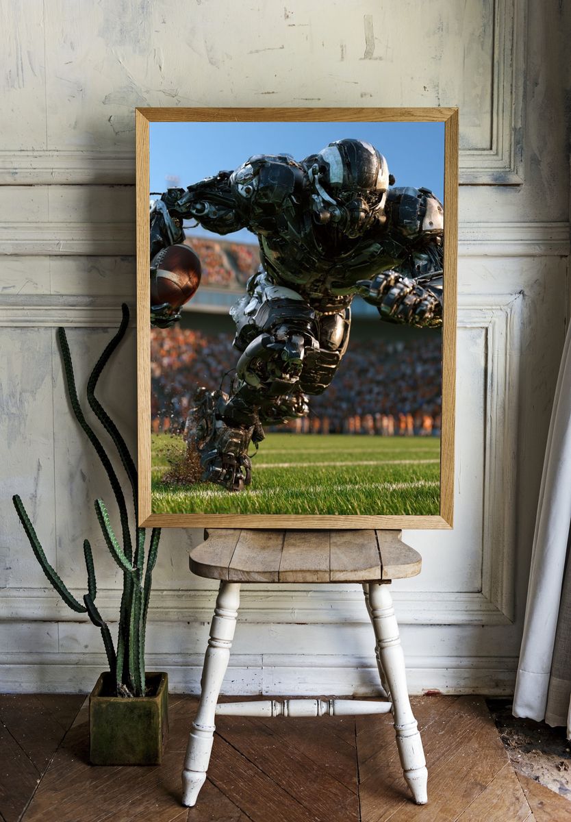 Robot Football Runner Poster. room preview