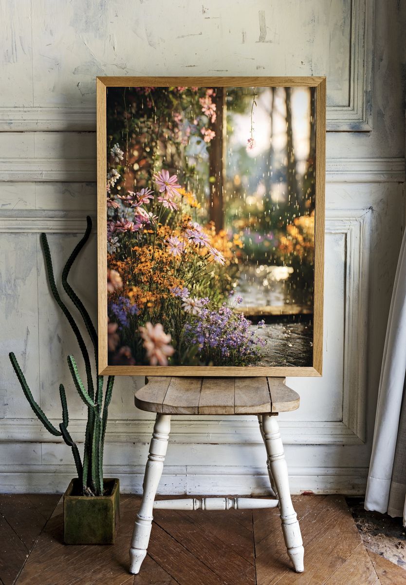 Rainy Flower Garden Poster room preview