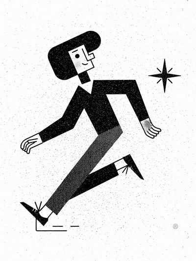 Running Figure Black-White Poster.