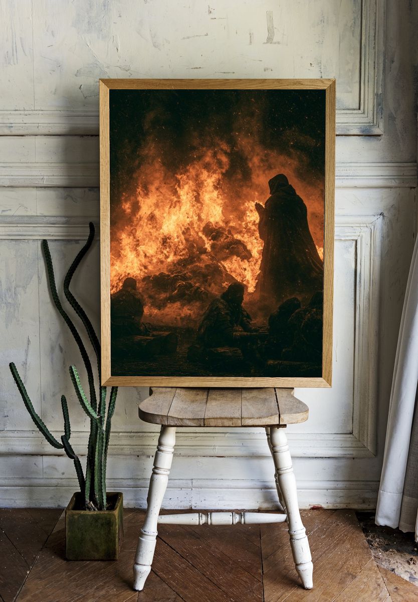 Ritual Fire Scene — Fine-Art Print. room preview