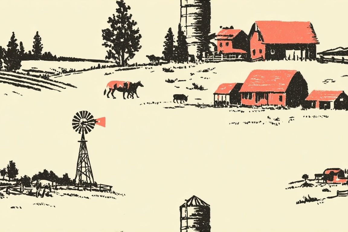 Rustic Farm Landscape — Vintage Print. poster — vintage art