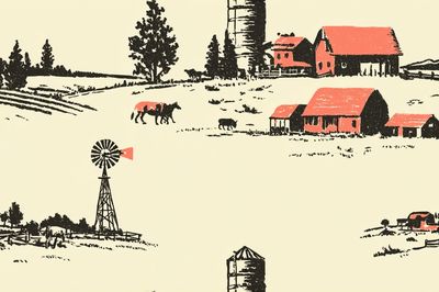 Rustic Farm Landscape — Vintage Print. poster