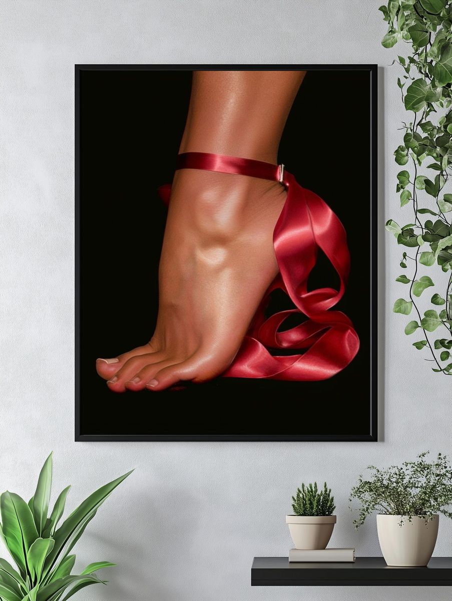 Red Ribbon Foot Photography Poster. — room view 4