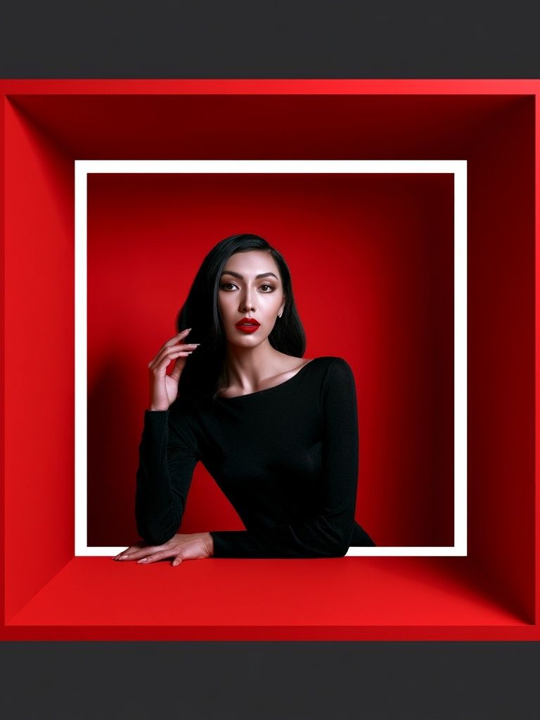 Red Frame Portrait Photography Poster. poster detail