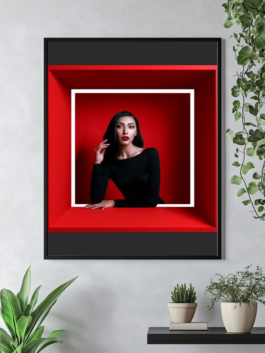 Red Frame Portrait Photography Poster. — room view 4