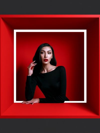 Red Frame Portrait Photography Poster.