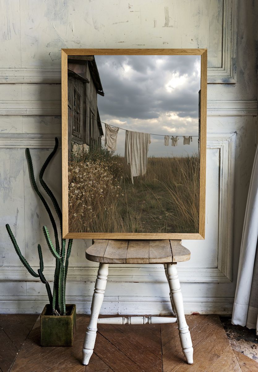 Rustic Farmhouse Laundry Scene Poster. room preview