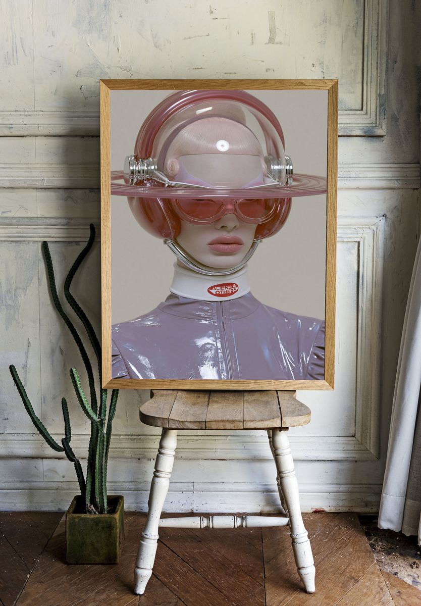 Retro Futurist Portrait Print. room preview