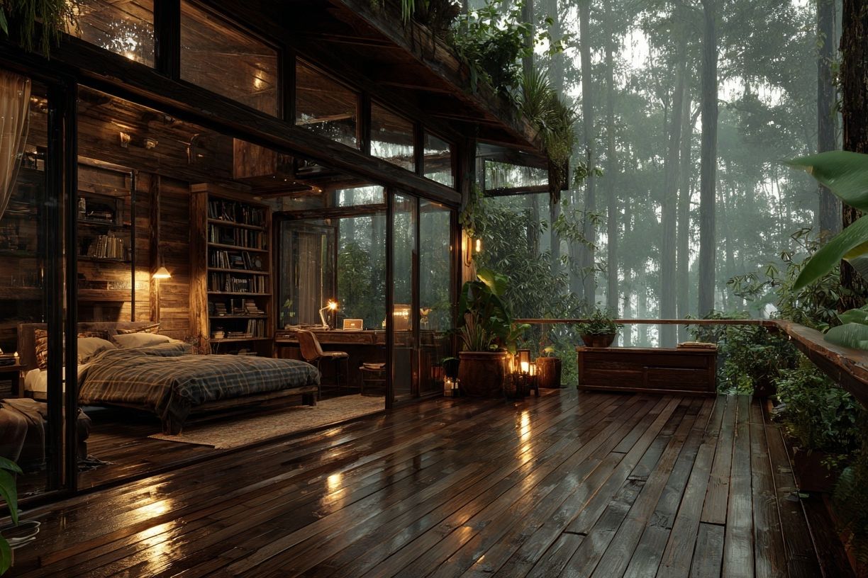 Rainforest Cabin Retreat Photography Poster. poster detail