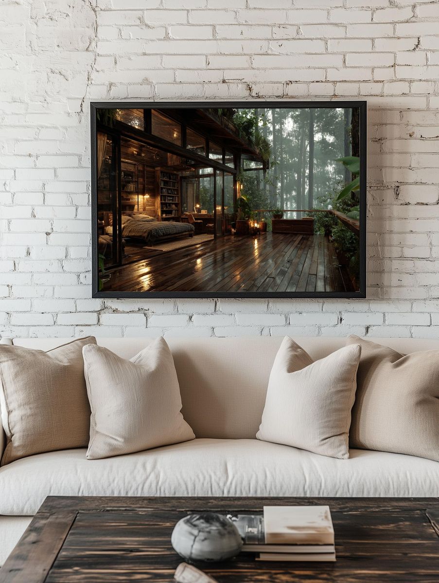 Rainforest Cabin Retreat Photography Poster. — room view 1