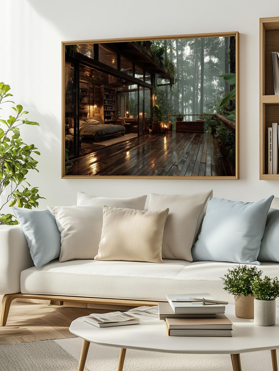 Rainforest Cabin Retreat Photography Poster. — room view 2