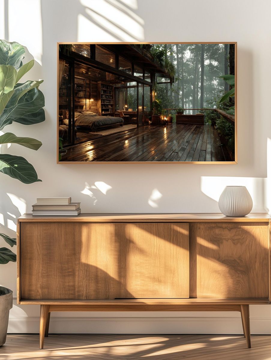 Rainforest Cabin Retreat Photography Poster. — room view 3