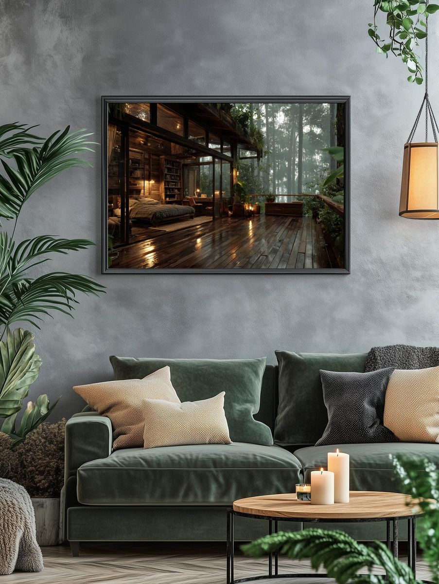 Rainforest Cabin Retreat Photography Poster. — room view 4