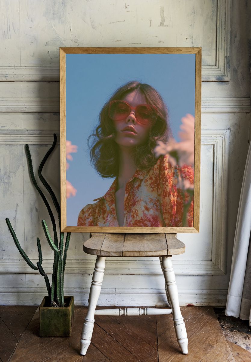 Retro Floral Portrait Photography Poster. room preview