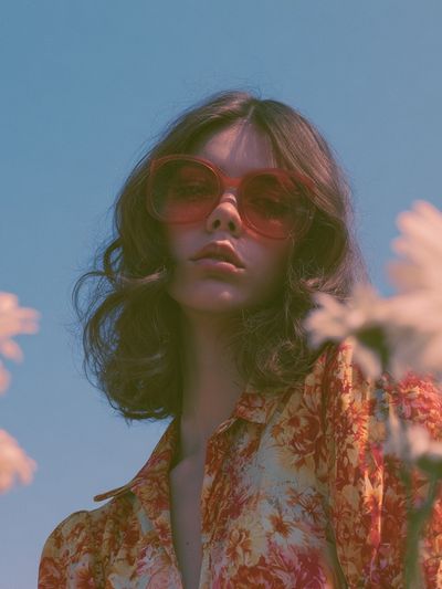 Retro Floral Portrait Photography Poster.