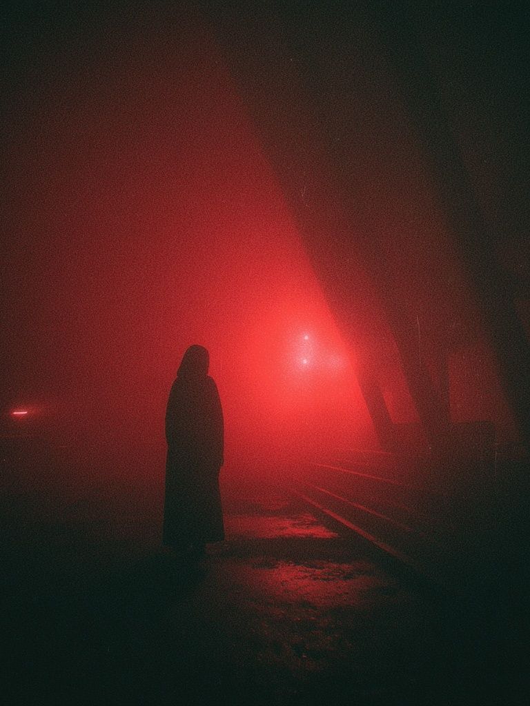 Red Fog Silhouette Photography Poster. poster detail