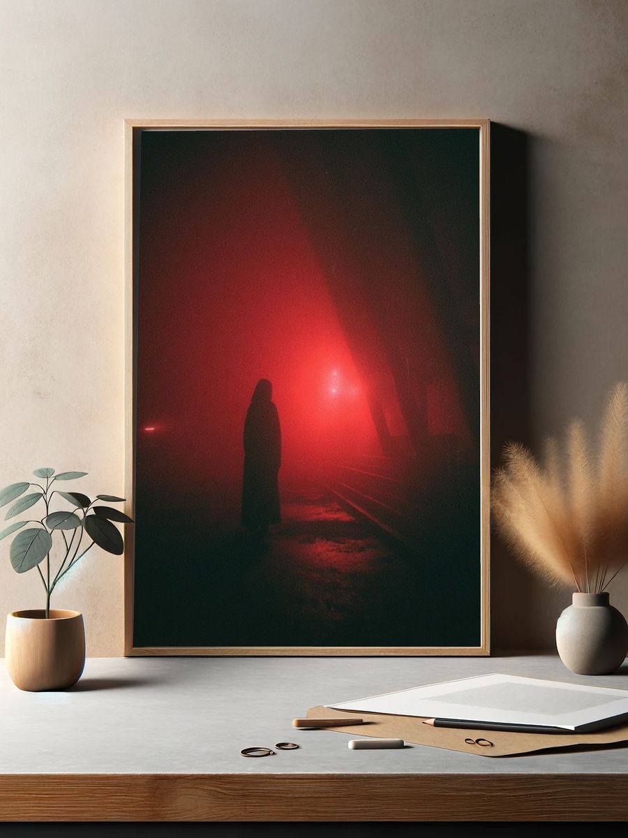 Red Fog Silhouette Photography Poster. — room view 2