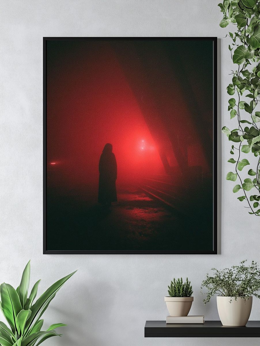 Red Fog Silhouette Photography Poster. — room view 4