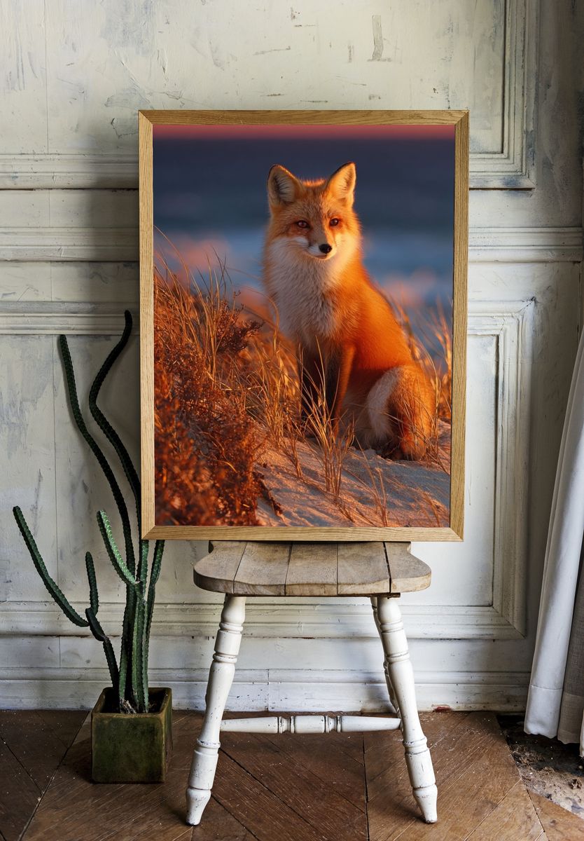 Red Fox at Sunset — Nature Print. room preview