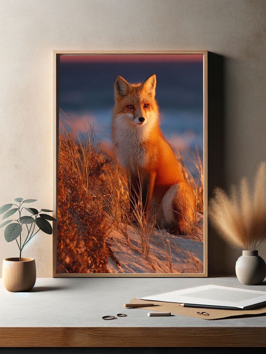 Red Fox at Sunset — Nature Print. — room view 2